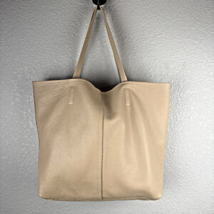 SAS San Antonio Ivory Pebbled Leather Shoulder Shopper Tote Bag Purse Pocket